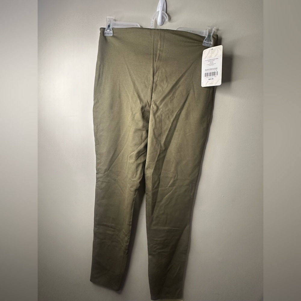 NWT Womens Fabletics army green medium Ponte skinny zip splint pant leggings - Picture 6 of 7